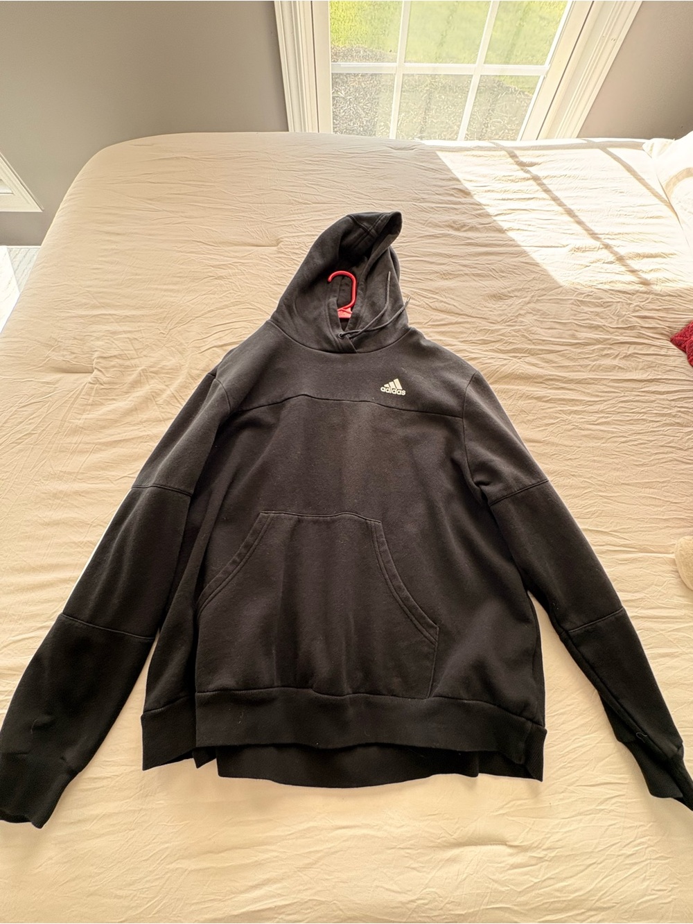 adidas Black Pullover Hoodie with White Logo